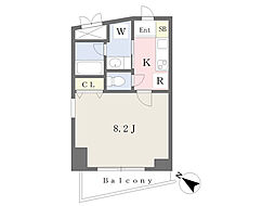 キューブ荏原 1Kの間取図画像