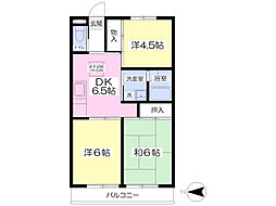 富士ハイム 1階3DKの間取り