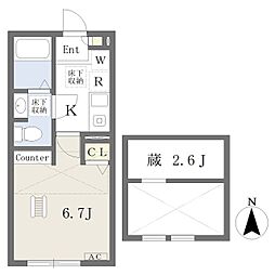 ルスヴォワール境南通り 1階1Kの間取り