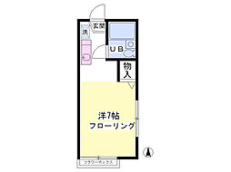 カーサさつき ワンルームの間取図画像