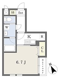 スタジオG 1Kの間取図画像