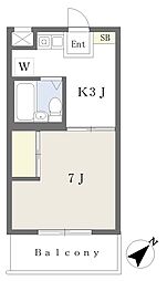 アルベール武蔵野 1Kの間取図画像