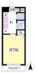 武蔵野ヒルズ 1Kの間取図画像