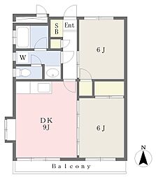 シルエロビスター 2DKの間取図画像