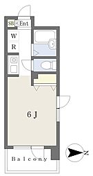 第6秋本ビルスカイヒルズ武蔵野 1Kの間取図画像