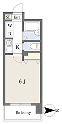 第6秋本ビルスカイヒルズ武蔵野 1Kの間取図画像