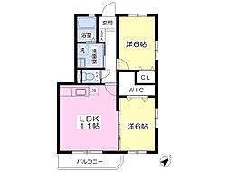 クレセール 2LDKの間取図画像