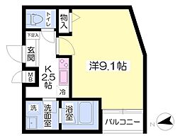 コラル・アスール 1Kの間取図画像