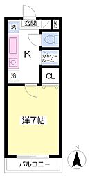 武蔵野ヒルズ 1Kの間取図画像