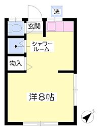 コーポハシモト 2階ワンルームの間取り