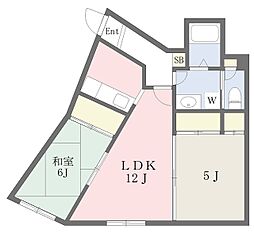 ファミーユ桜ケ丘 2階2LDKの間取り