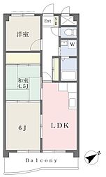 モナーク西八王子 4階3DKの間取り