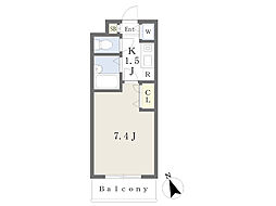 ミルトニアめじろ台II 1階1Kの間取り