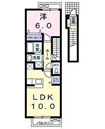 アルドール 2階1LDKの間取り