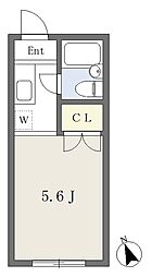 エムハイツ 1階ワンルームの間取り