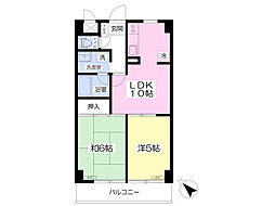 エスカイア100河辺第四 5階2LDKの間取り
