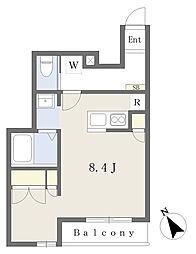 クレストサイド 1階ワンルームの間取り