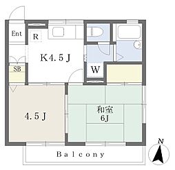 フローラ 2Kの間取図画像