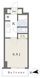 アースリソース壱番館 1Kの間取図画像