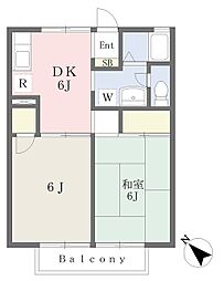 サニーハイツB 2DKの間取図画像