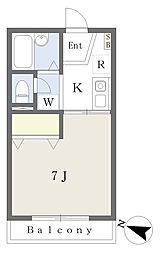 サンミッシェル 1Kの間取図画像