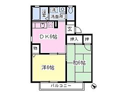 セジュール石川 2DKの間取図画像