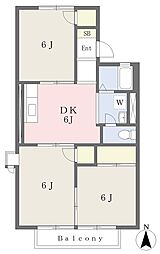 アビタシオン大谷 3DKの間取図画像