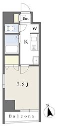 ヴィルネーヴF 1Kの間取図画像
