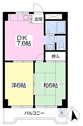 コスモ秋川 2DKの間取図画像