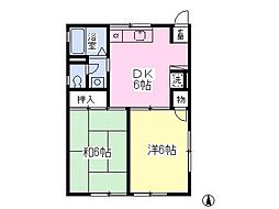 ミューゲブラン 2DKの間取図画像