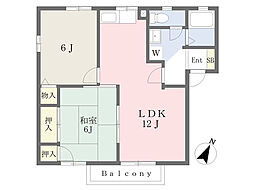 コゥジィーコートB 2LDKの間取図画像