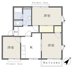 JR中央線 西八王子駅 バス21分 二分方入口下車 徒歩8分の賃貸アパート 2階3Kの間取り