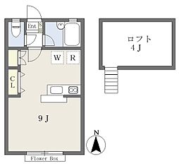 JR中央線 武蔵小金井駅 徒歩14分の賃貸アパート 1階ワンルームの間取り