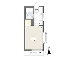 パストラル玉川 2階1Kの間取り