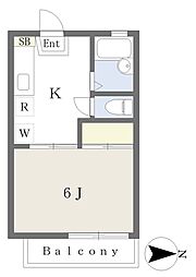 ルミエール蘭 1Kの間取図画像