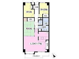ラポール西国立 3LDKの間取図画像