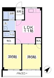 ファミール旭ヶ丘 2LDKの間取図画像