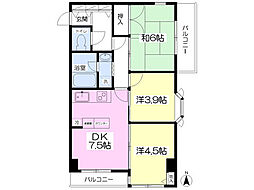 ウエスタンコートハウス 3DKの間取図画像