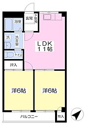 ファミール旭ヶ丘 2LDKの間取図画像