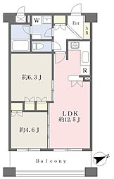 ワイズユウラク立川弐番館 2LDKの間取図画像