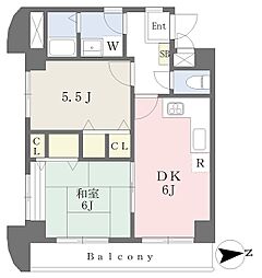 パインルーフ国領 3階2DKの間取り