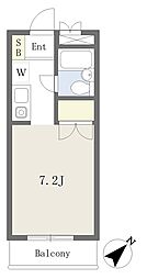 京王相模原線 京王永山駅 徒歩12分の賃貸マンション 2階ワンルームの間取り
