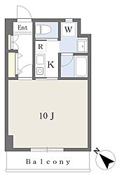 京王線 百草園駅 徒歩10分の賃貸マンション 6階1Kの間取り