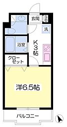 グランドール府中 3階1Kの間取り