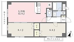 ザ・ハウス府中 2LDKの間取図画像