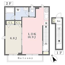 プレジール調布 1LDKの間取図画像