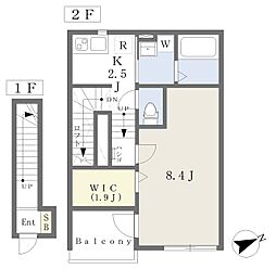 アジャンタ調布 1Kの間取図画像