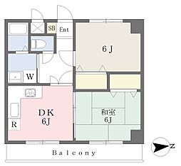パインルーフ国領 2DKの間取図画像