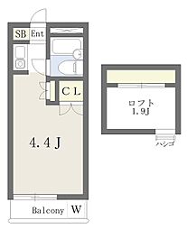 ロフト武蔵台 ワンルームの間取図画像