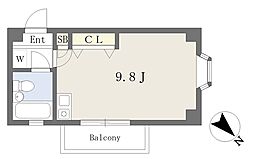 AupresNakayama ワンルームの間取図画像